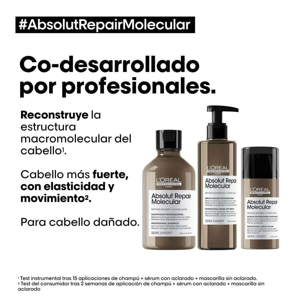 SERIE EXPERT, ABSOLUT REPAIR MOLECULAR, SHAMPOO SIN SULFATOS 300ml