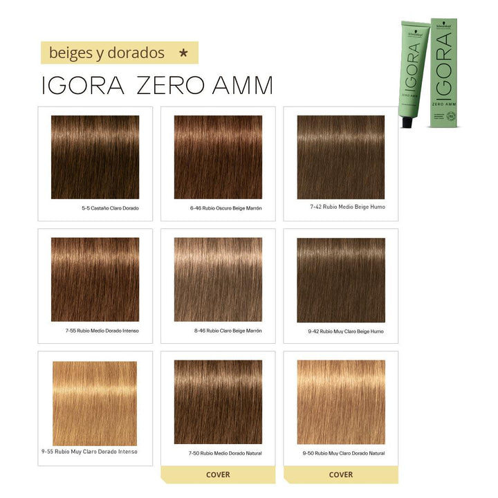 IGORA ZERO - BEIGES Y DORADOS - Coloración Permanente SIN Amoníaco - 60ml