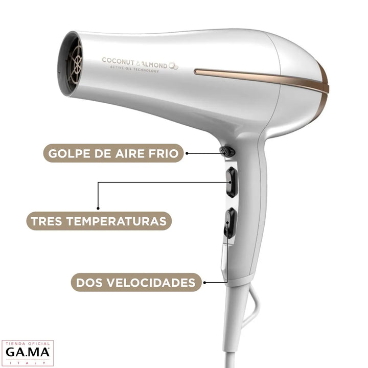 PACK SECADOR DE PELO Y PLANCHA COCONUT ALMOND ACTIVE OIL