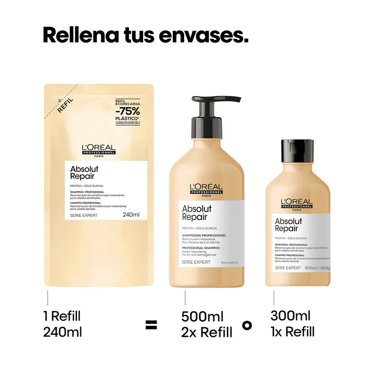 SERIE EXPERT, ABSOLUT REPAIR, SHAMPOO 1000ml REFILL