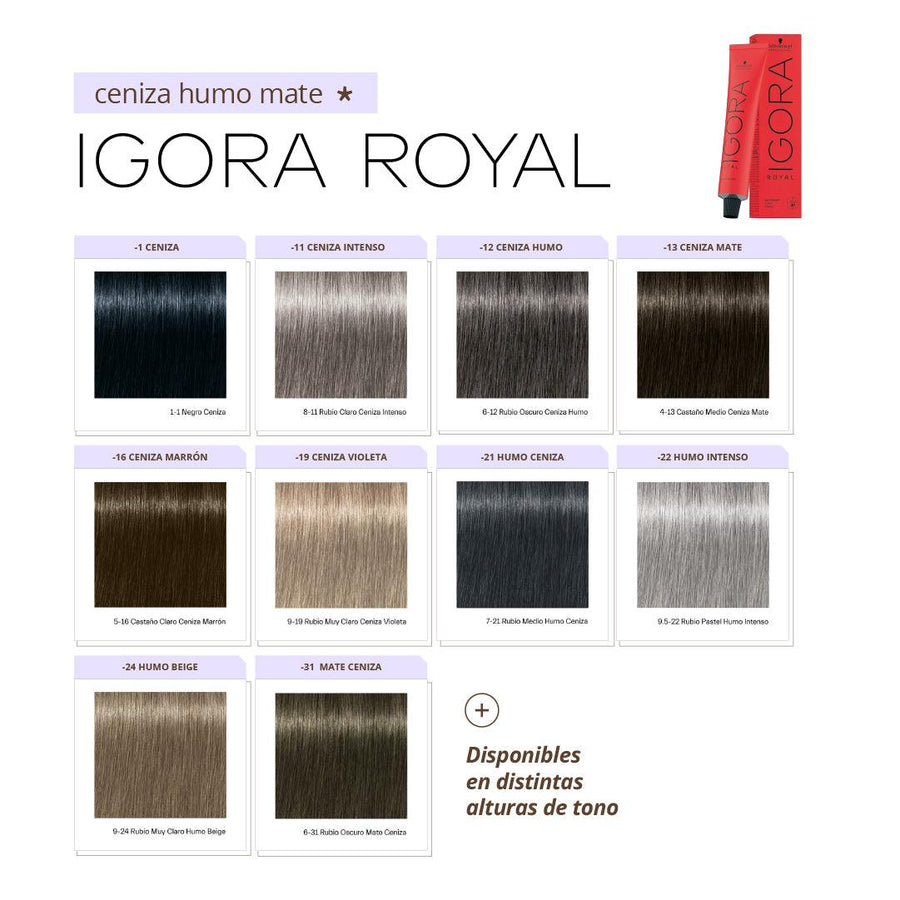 IGORA ROYAL - CENIZA, HUMO Y MATE - Coloración Permanente - SELFIE